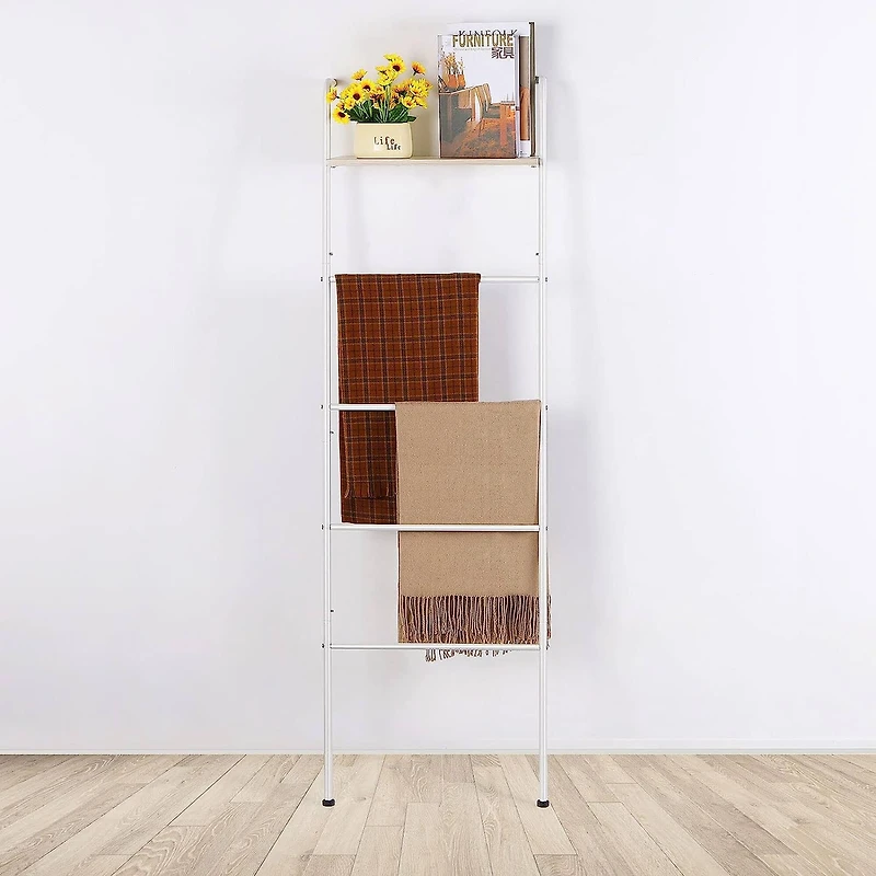 NEX™ 5-Tier White Ladder Towel & Blanket Holder Rack