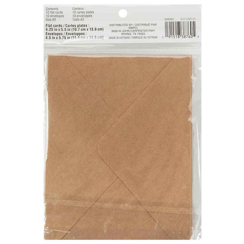 12 Packs: 10 ct. (120 total) 4.25" x 5.5" Kraft Flat Cards & Envelopes by Recollections™