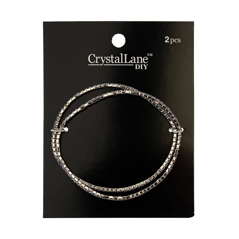 Crystal Lane DIY Silver & Violet Rhinestones Bracelets, 2ct.