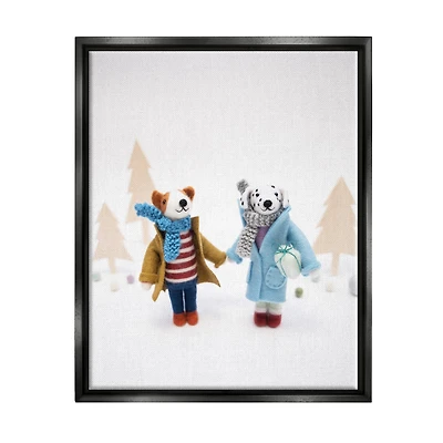 Stupell Industries Winter Holiday Gifts Dog Couple Framed Floater Canvas Wall Art