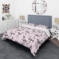 Designart 'Flamingo on Pink' Mid-Century Duvet Cover Set