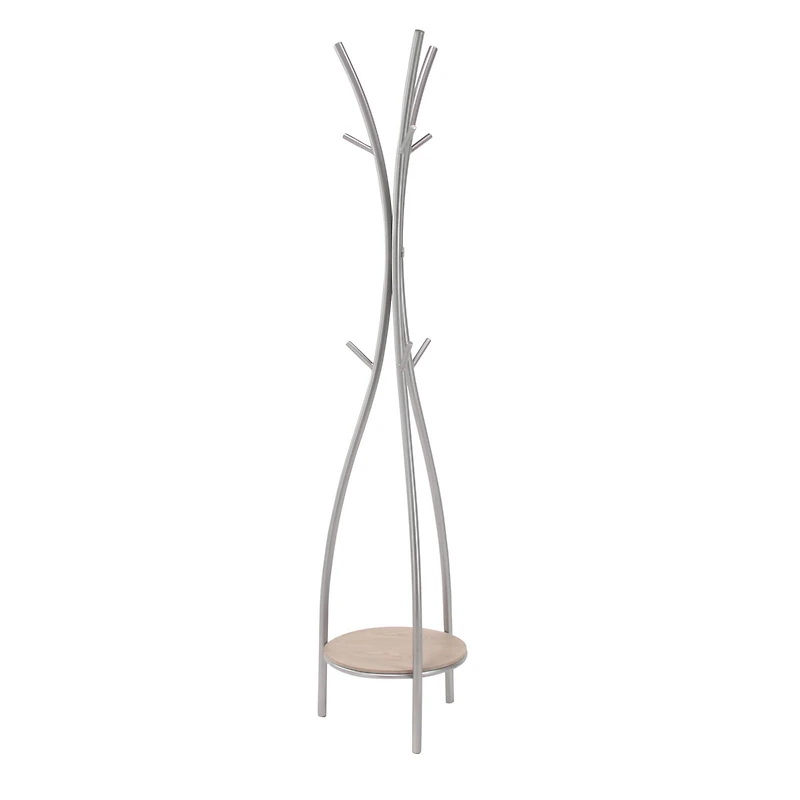 Silver Metal Modern Coat Rack, 73" x  17" x  17"