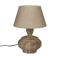 Hello Honey® 18" Whitewashed Reclaimed Wood Pot Table Lamp with Cotton Shade