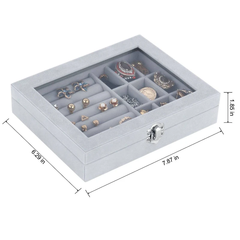 NEX™ 8" Gray Velvet Jewelry Organizer For Earring and Rings