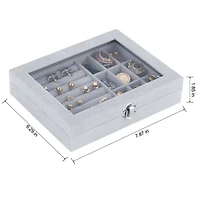 NEX™ 8" Gray Velvet Jewelry Organizer For Earring and Rings