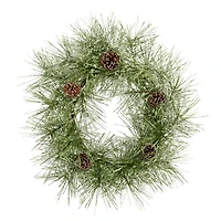 24" Iced Pine Wreath with Pinecones