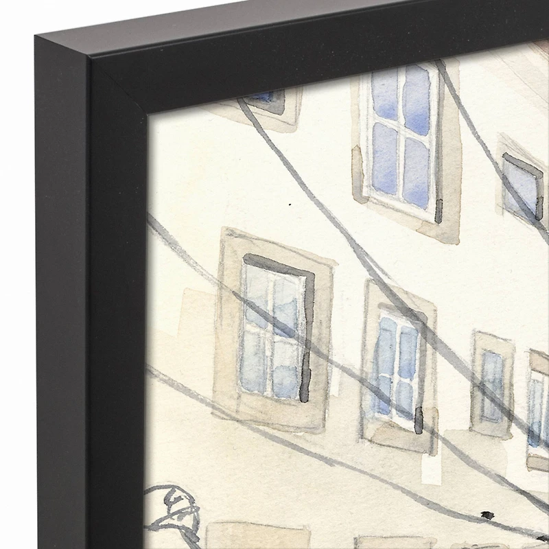 Streetcar Scene 16" x 20" Black Framed Canvas