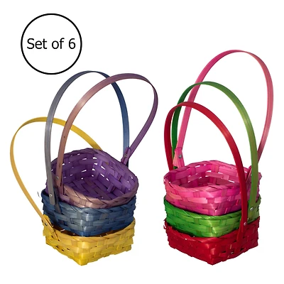 Wickerwise 9.5" Multicolor Bamboo Baskets with Handle, 6ct.