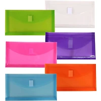 JAM Paper 5.25" x 10" Assorted Plastic Hook & Loop Closure Envelopes, 6ct.