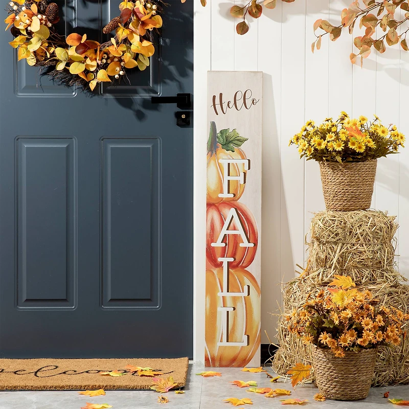 Glitzhome® 3.5ft. Hello Fall Wooden Porch Sign