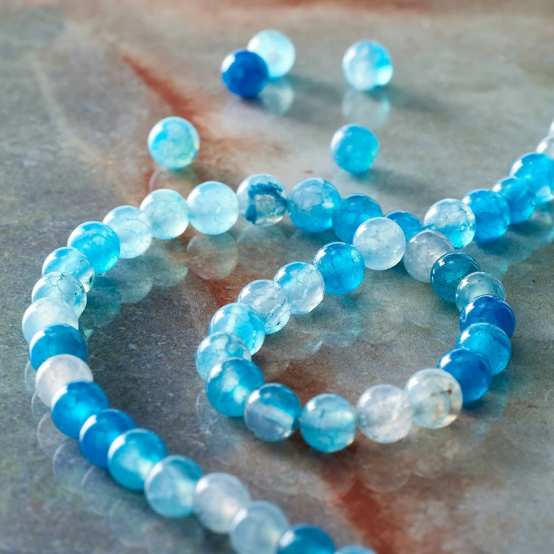 12 Pack: Blue Agate Round Beads, 4mm by Bead Landing™