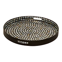 24" Black Wood Coastal Tray