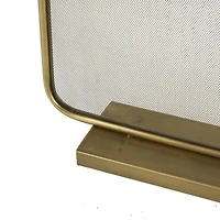 37.75" Gold Metal 1-Panel Living Room Fireplace Screen with Rounded Edges and Rectangular Base