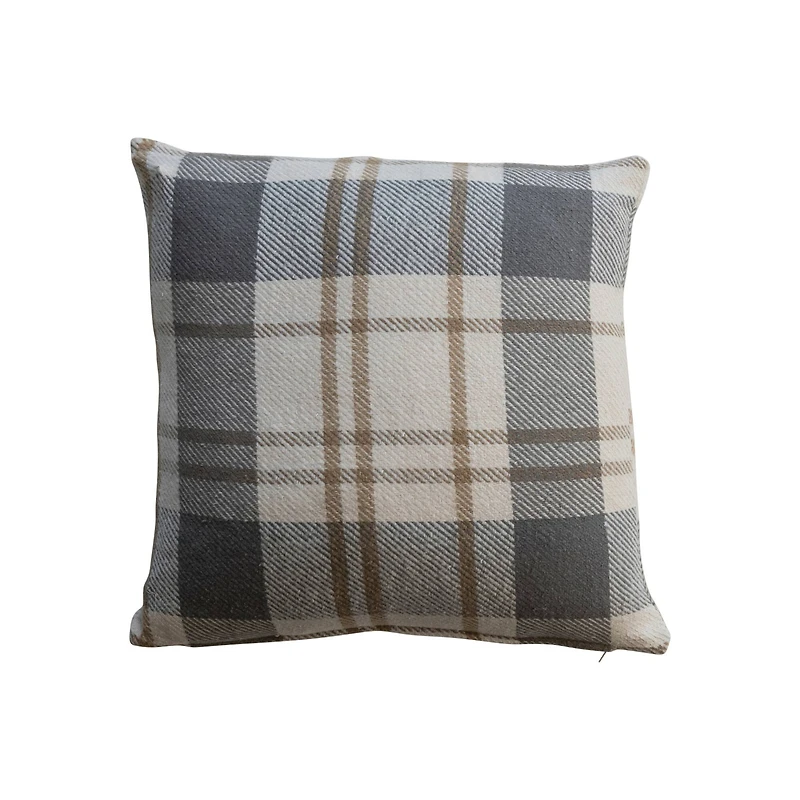 Hello Honey® 20" Brown, Gray & Natural Plaid Brushed Flannel Throw Pillow