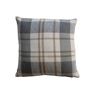 Hello Honey® 20" Brown, Gray & Natural Plaid Brushed Flannel Throw Pillow