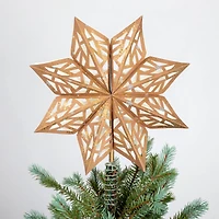 Hello Honey® 14.5" Brown & Gold Decorative Paper Star Tree Topper with Snowflake Pattern