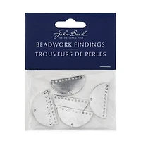John Bead Silver Half Moon Semicircle with 11 Holes Pendants, 6ct.