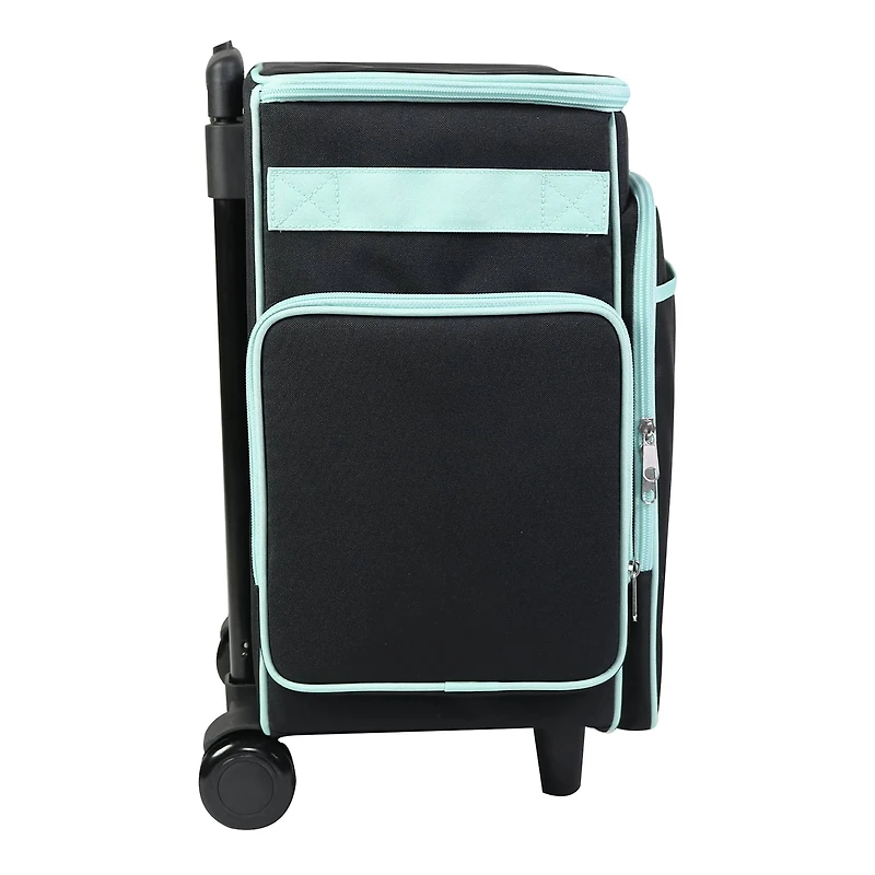 Everything Mary Black & Teal Rolling Craft Bag