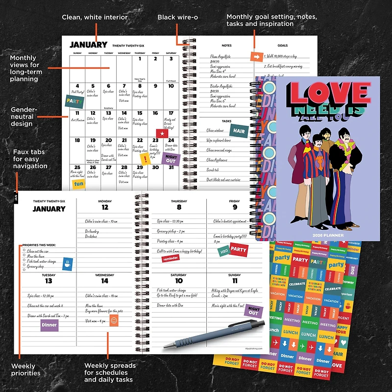 2026 All You Need is Love Medium Weekly Monthly Planner