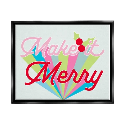 Stupell Industries Make It Merry Bold Christmas Stripes Framed Floater Canvas Wall Art