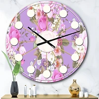 Designart 'Pattern With Country Roses Mid-Century Modern Wall Clock
