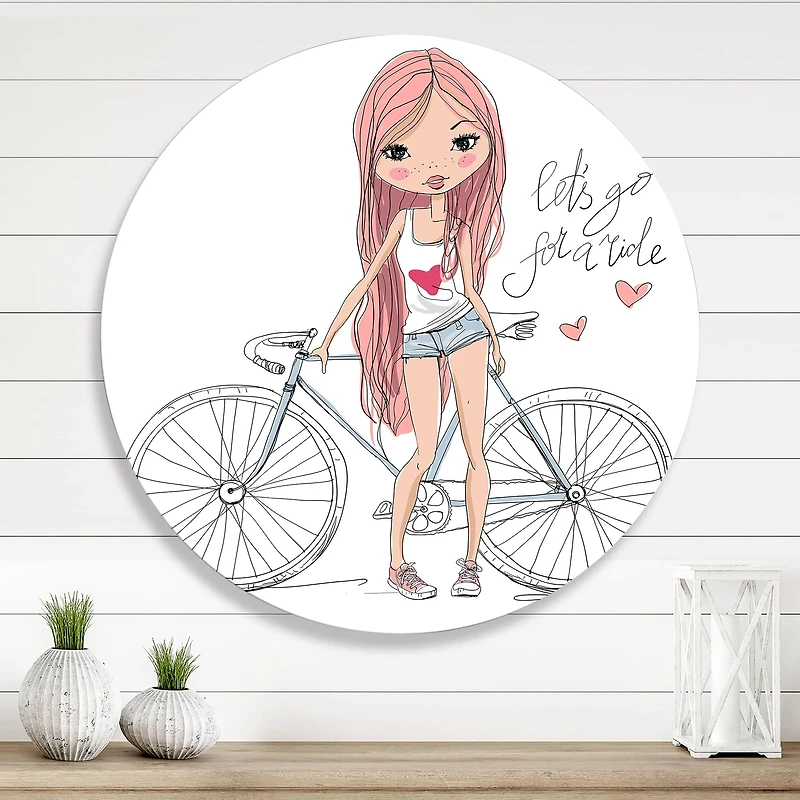 Designart - Young Girl With Bicycle