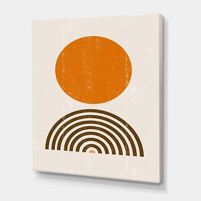 Designart - Abstract Minimal Orange Sun and Rainbow I