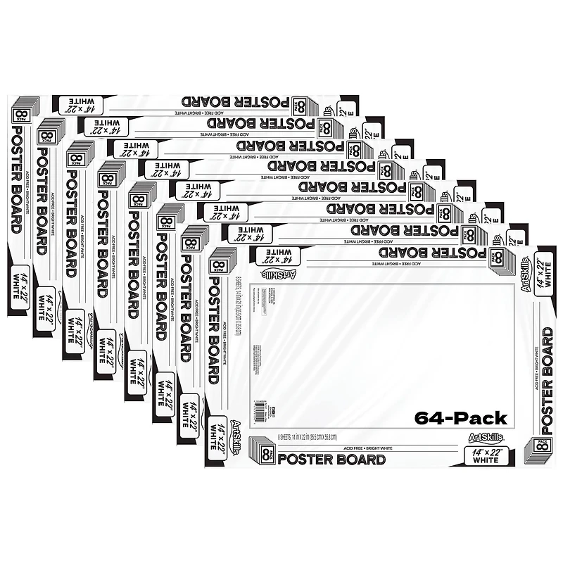ArtSkills® 14" x 22" White 64ct. Value Pack Poster Boards