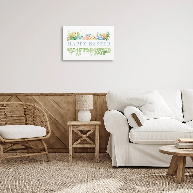 Stupell Industries Floral Happy Easter Canvas Wall Art