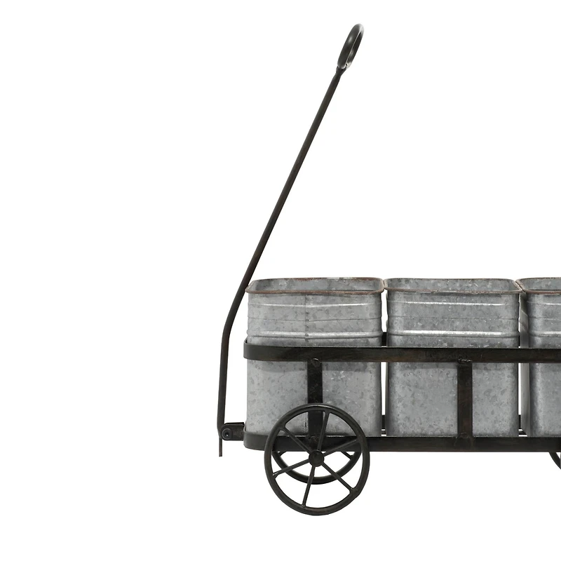 Silver Metal Farmhouse Wagon Planter