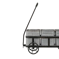 Silver Metal Farmhouse Wagon Planter