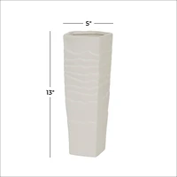 White Ceramic Contemporary Vase, 13" x 5" x 5"