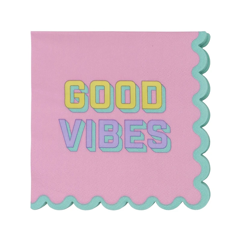 24 Packs: 20 ct. (480 total) Good Vibes Beverage Napkins by Celebrate It™