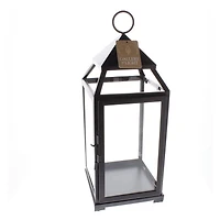 18.5" Black Contemporary Candle Holder Lantern