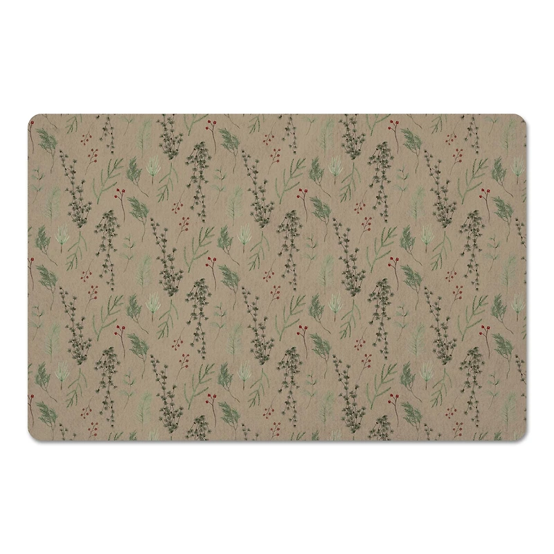 Pine Greenery on Brown Floor Mat