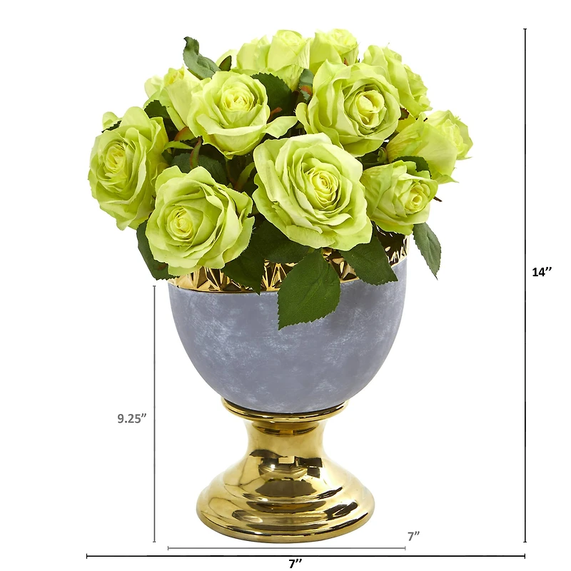 14" Rose Arrangement in Urn with Gold Trimming