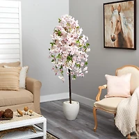 6ft. Cherry Blossom Artificial Tree in White Planter