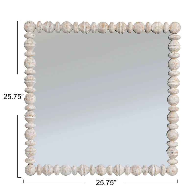 Hello Honey® 25.75" White Square Raised Dowel Wood Wall Mirror