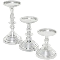 Silver Aluminum Pillar Candle Holder Set