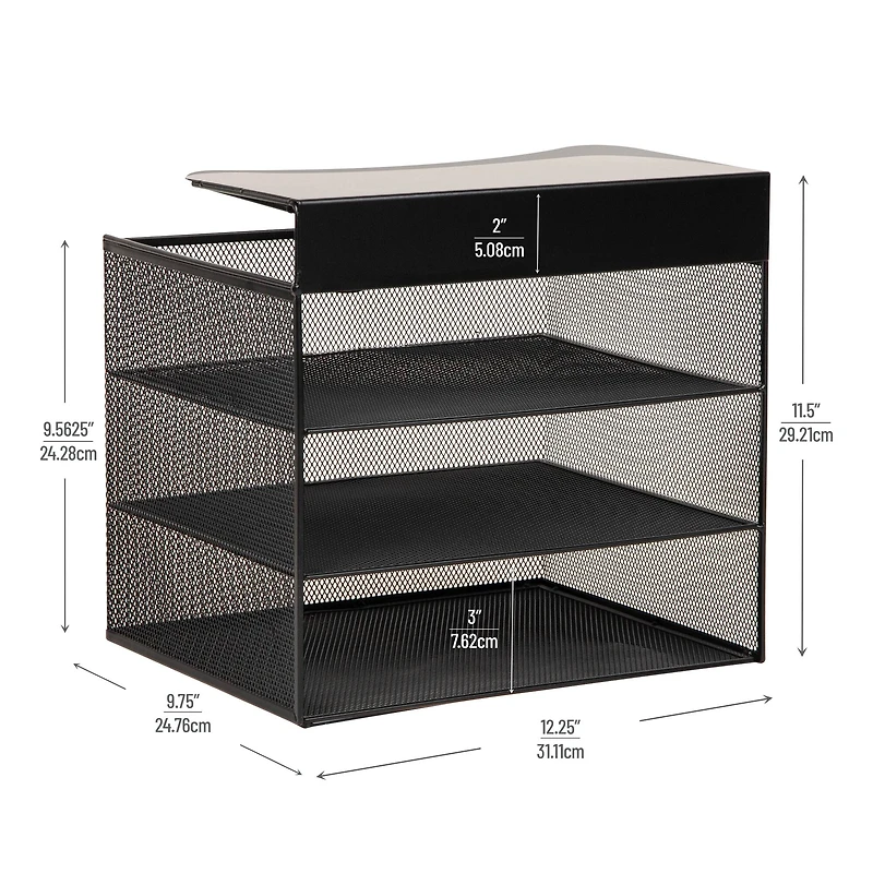 Mind Reader Slide-On Under Desk File Organizer, No Tools Required, Hanging Storage for Laptops, Folders, and Notebooks, Metal