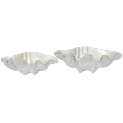 Aluminum Shell Enameled Decorative Bowl with Silver Metal Exterior Set