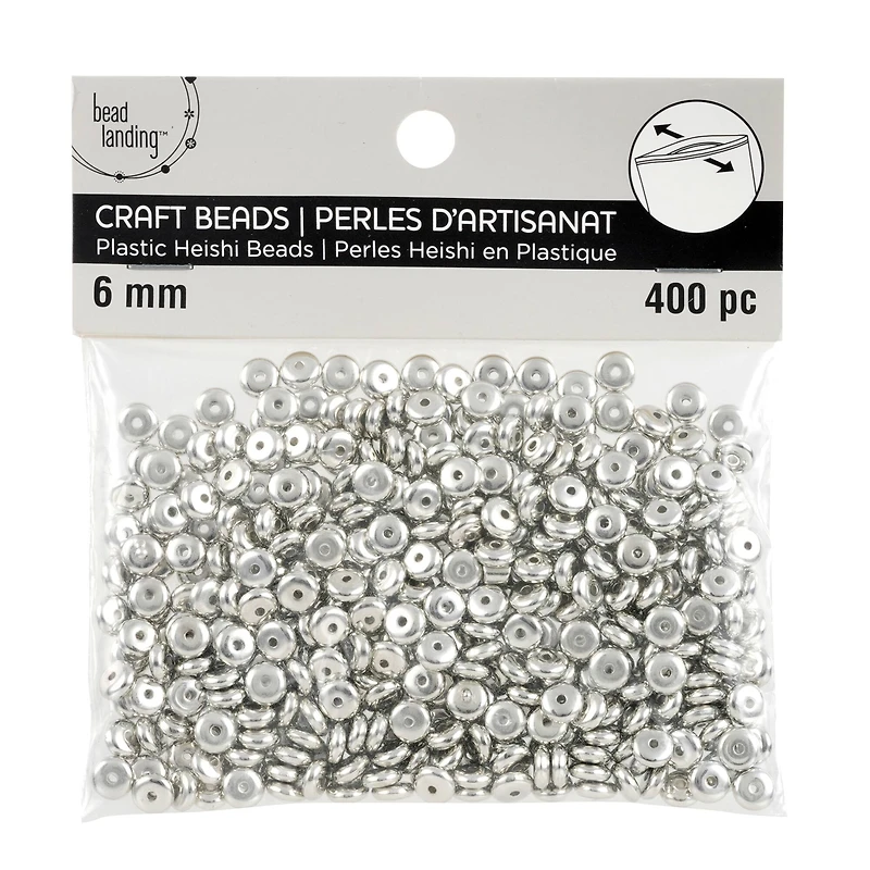 Silver Plastic Heishi Craft Beads, 6mm by Bead Landing™