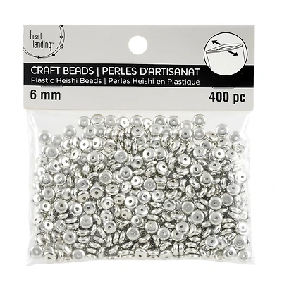Silver Plastic Heishi Craft Beads, 6mm by Bead Landing™