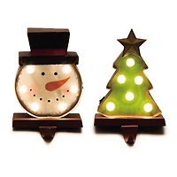 Glitzhome® LED Snowman Head & Tree Stocking Holder Set