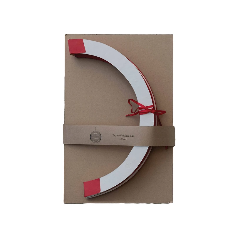 Hello Honey® 12" Red & White Crinkle Paper Folding Ball Ornament