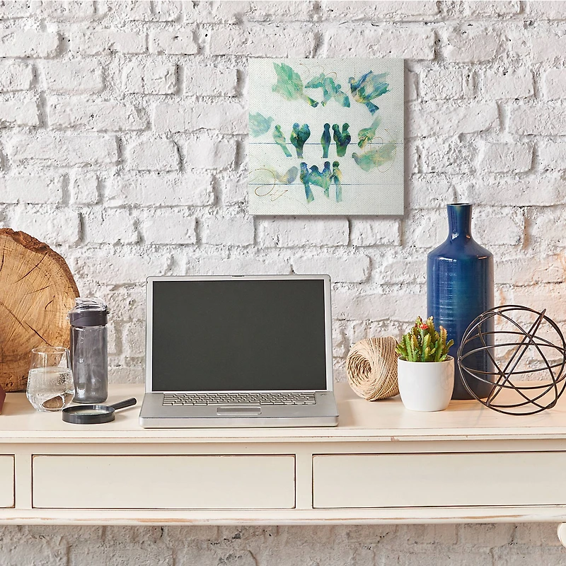 Stupell Industries Birds on Clothes Line Canvas Wall Art