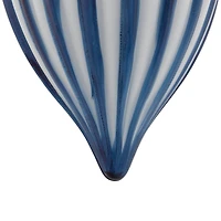 5.75" Blue and White Striped Finial Glass Christmas Ornament