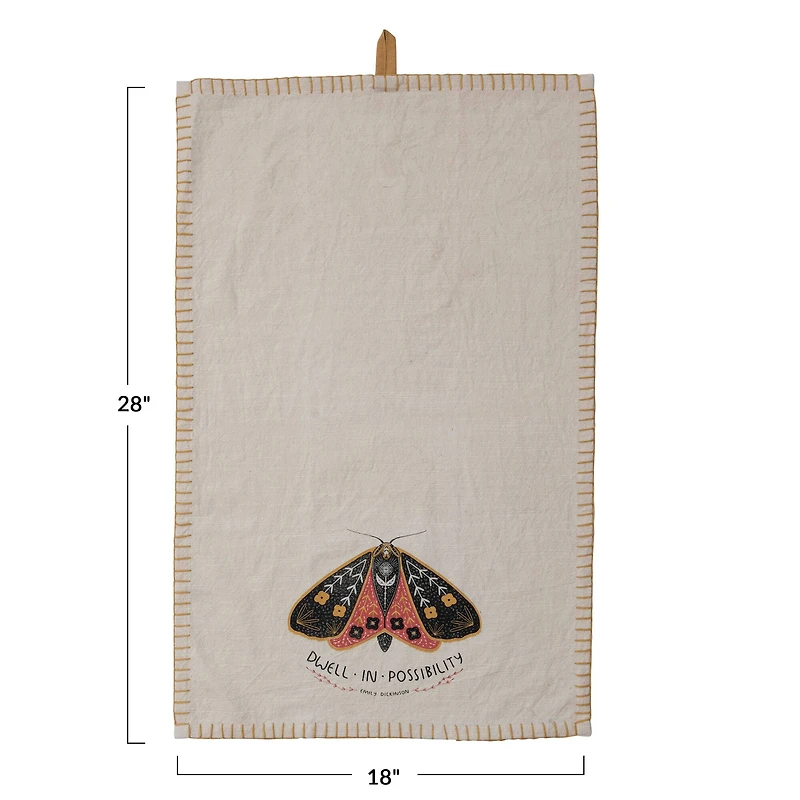 Hello Honey® Dwell in Possibility Moth Cotton Tea Towel