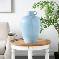 18" Blue Unique Textured Ceramic Ombre Vase