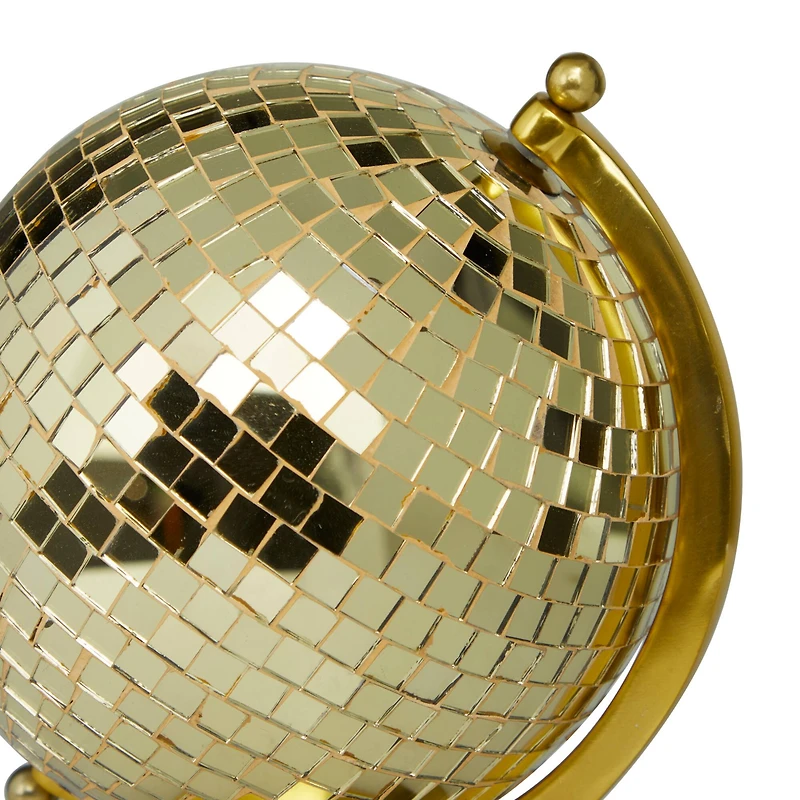 The Novogratz Gold Stainless Steel Glam Globe, 9" x 8" x 12"
